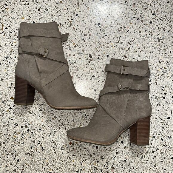 Kate Spade Lexy grey gray suede leather boots buckle 10 - Picture 4 of 9